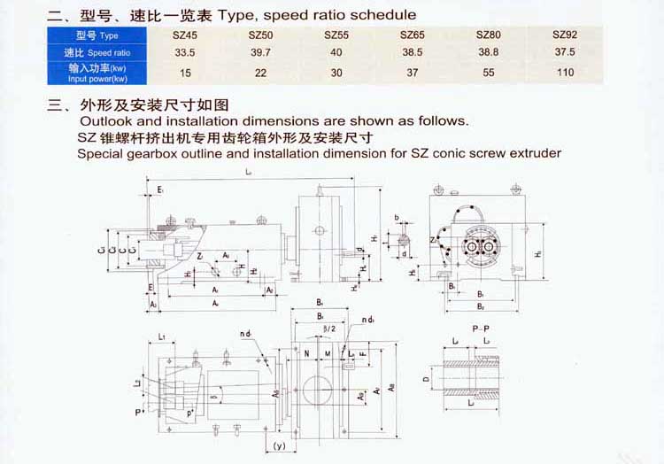 1SZ錐雙螺杆擠出機專用(yòng)齒輪箱