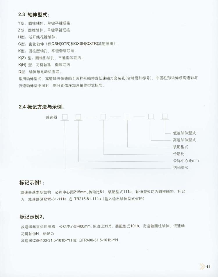 三環減速機裝配型式/軸伸型式與标記